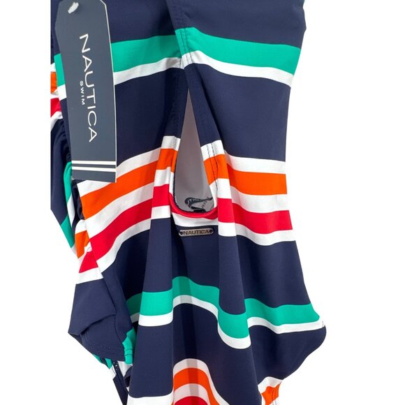 Nautica Womens Striped One-Piece Swimsuit size  Mmedium Nylon Spandex new $98 - Picture 3 of 6